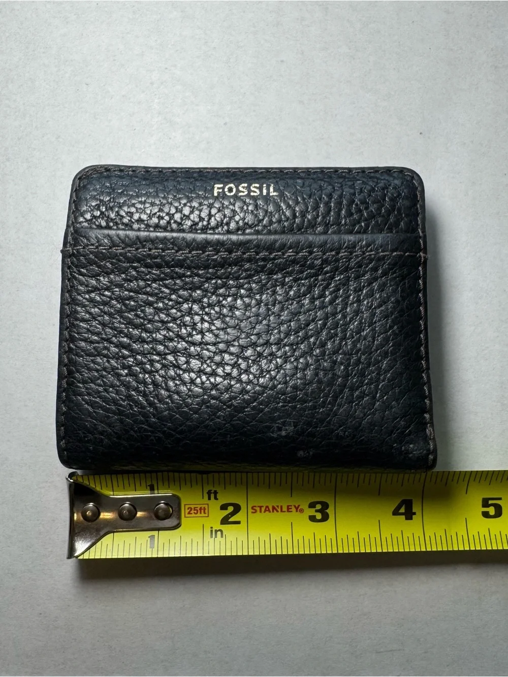 Fossil SWL1688 Black Pebbled Leather Bifold Wallet ID Coin Pocket